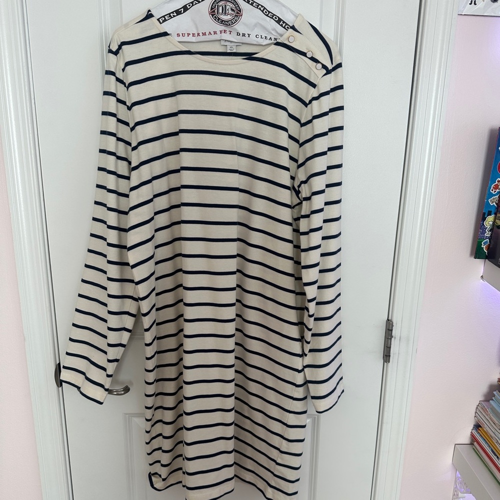 J. Crew Cream and Navy Striped Dress
